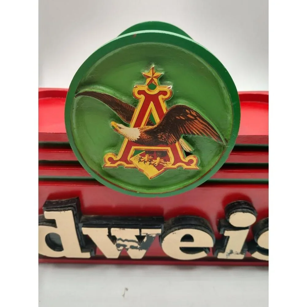 Budweiser 2000 Anheuser-Busch Inc. Red & Green Bar Store Beer Bottle Caddy/Displ